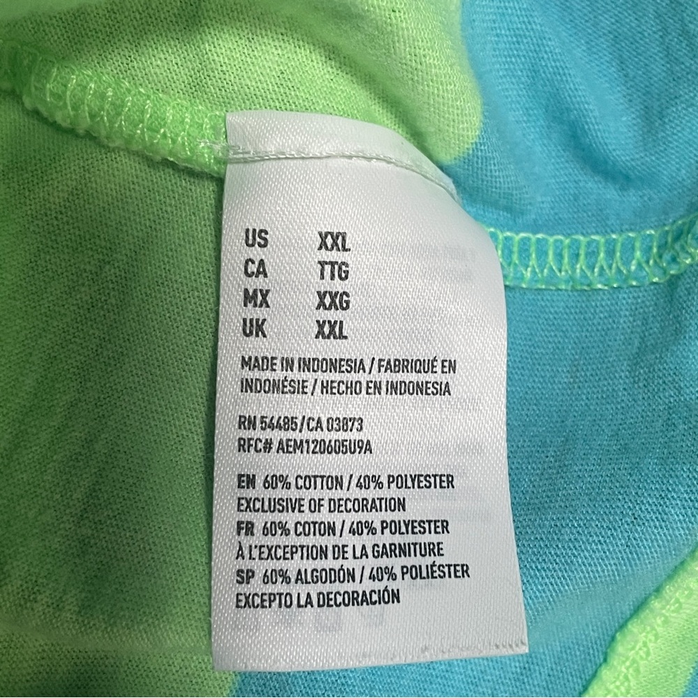 American Eagle Outfitters Shirt Mens Size XXL Blue Green Striped Short Sleeve - Picture 8 of 9